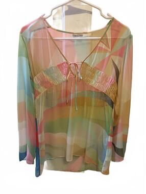 Walter Y2K flowy, boho-chic, festival, sheer silk blouse